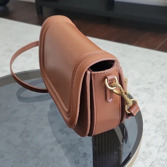Zara Tan Leather Crossbody Bag - Picture 7 of 15